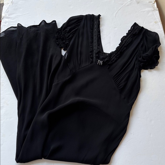 Vintage 90’s April Cornell Milkmaid Fairy Cocquette Midi Dress Medium Goth Black - Picture 6 of 17